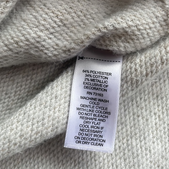 CUPIO cropped short sleeve funnel neck drawstring exposed seam metallic thread S - Picture 8 of 13